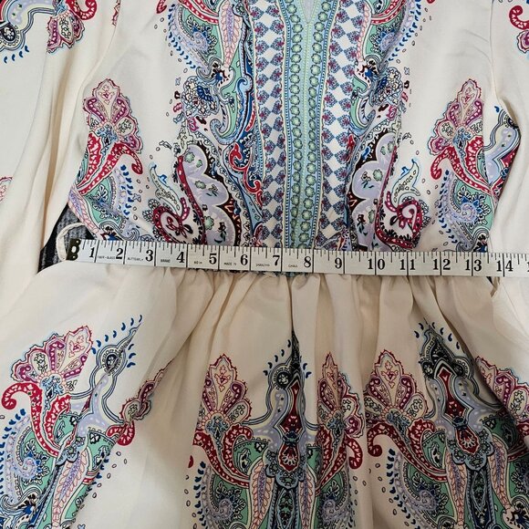 Bohemian Paisley Printed Long Sleeve Mini Dress By Goodnight Macaroon - Size L - Picture 8 of 9
